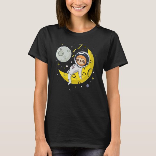Sloth Sleeping on The Moon  Cute Astronaut Sloth T-Shirt (Vorderseite)