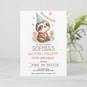 Sloth sloth-tastic kids birthday einladung (Stehend Vorderseite)