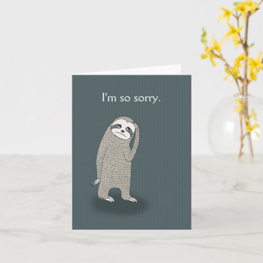 Sloth Sorry Niedlich Sad Sloth Scratch Kopf sorry Karte (Gelbe Blume)