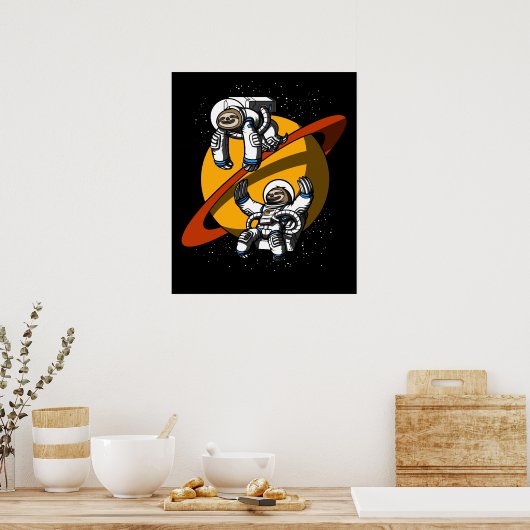 Sloth Space Astronaut Funny Cosmic Animes Poster (Küche)