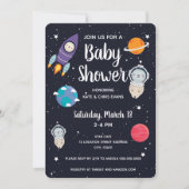Sloth Space Navy Galaxy Babydusche Einladung (Vorderseite)