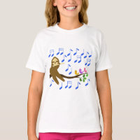 Sloth spielt Flöte und Vögel beim Singen