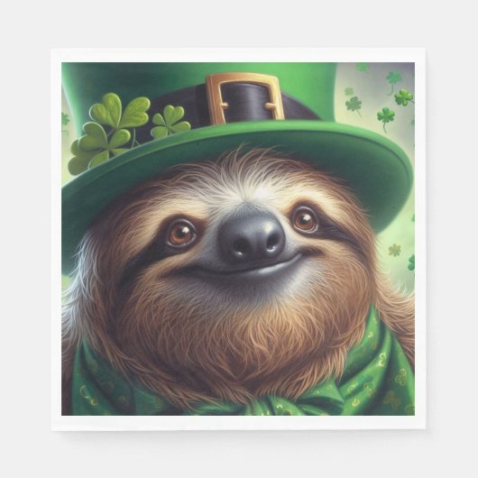 Sloth St Paddys Day Serviette (Vorderseite)