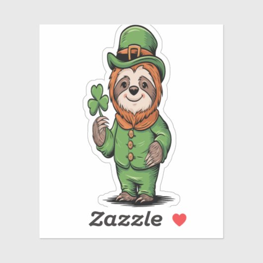 Sloth St Patrick's Day Irish Lucky Aufkleber (Blatt)