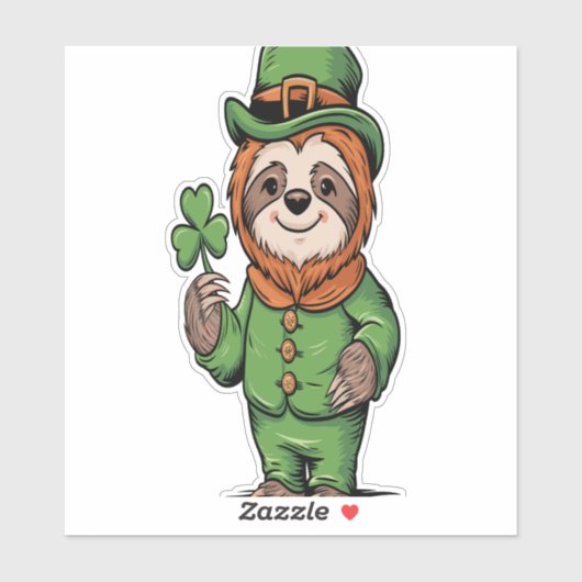Sloth St Patrick's Day Irish Lucky Aufkleber (Blatt)