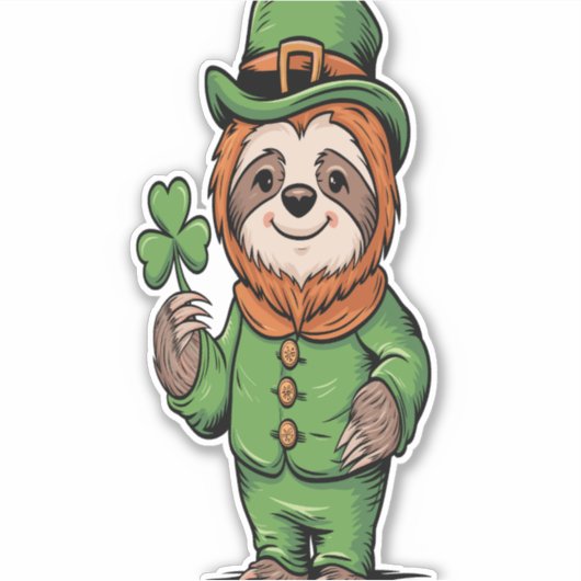 Sloth St Patrick's Day Irish Lucky Aufkleber (Vorderseite)