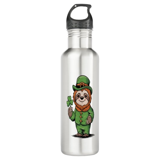 Sloth St Patrick's Day Irish Lucky Edelstahlflasche (Vorderseite)