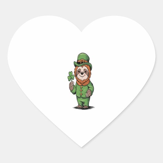 Sloth St Patrick's Day Irish Lucky Herz-Aufkleber (Vorderseite)