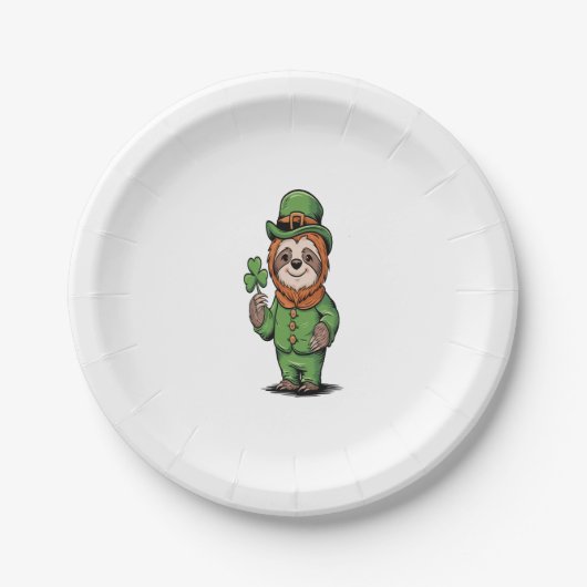 Sloth St Patrick's Day Irish Lucky Pappteller (Vorderseite)