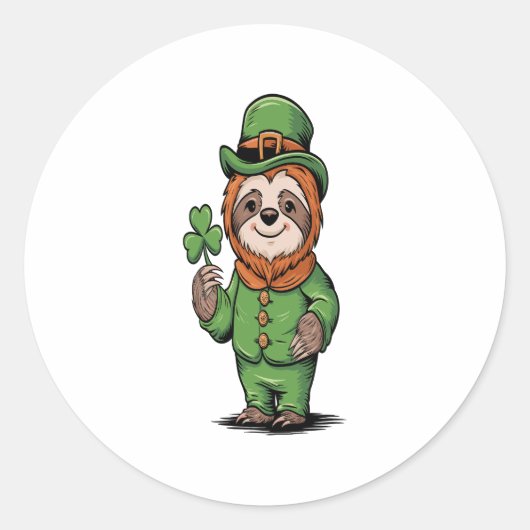 Sloth St Patrick's Day Irish Lucky Runder Aufkleber (Vorderseite)