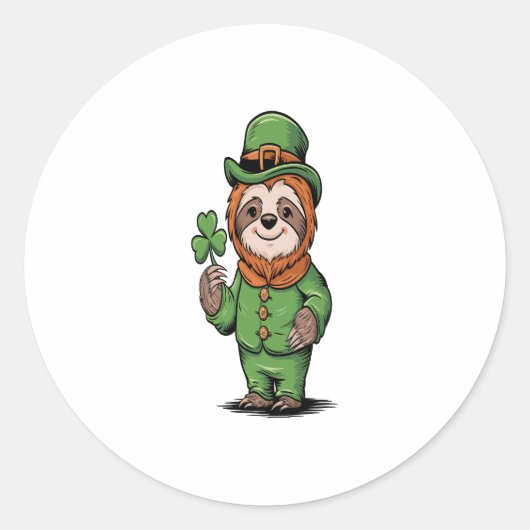 Sloth St Patrick's Day Irish Lucky Runder Aufkleber (Vorderseite)