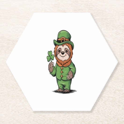 Sloth St Patrick's Day Irish Lucky Untersetzer (Vorderseite)
