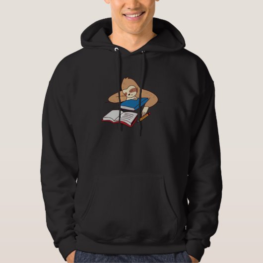 Sloth Studying Falling Asleep Ironic Student Tired Hoodie (Vorderseite)