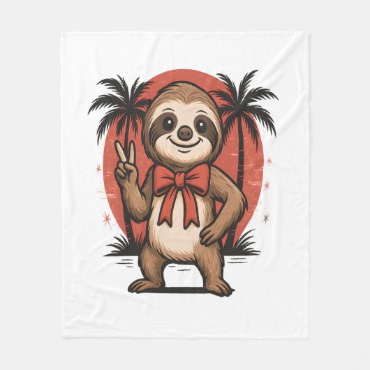 Sloth Summer Beach Rocking Fleecedecke (Vorderseite)