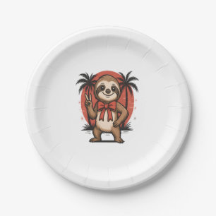 Sloth Summer Beach Rocking Pappteller