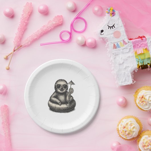 Sloth Summer Vibes (2) Pappteller (Party)