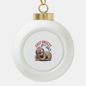 Sloth Sunflower 4. Juli Keramik Kugel-Ornament (Vorderseite)