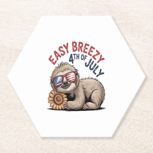 Sloth Sunflower 4. Juli Untersetzer (Vorderseite)