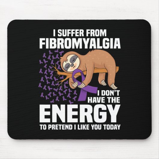 Sloth Support Lila Ribbon Krieger Fibromyalgie A Mousepad (Vorne)