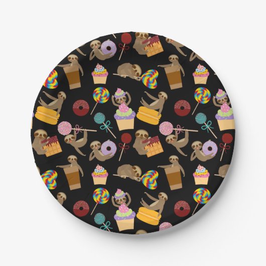 Sloth-süßes Leckerei-Muster Pappteller (Vorderseite)