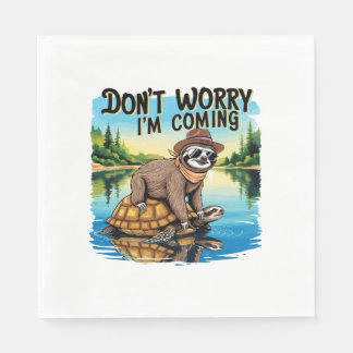 Sloth T-Shirt- Don't Worry I'm Coming Serviette