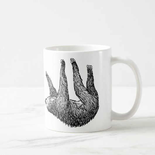 Sloth-Tasse Sloth, der heraus am Rand der Kaffeetasse (Rechts)