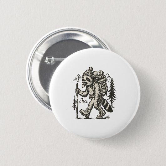 Sloth Tired Sloth Wandern Button (Vorne & Hinten)