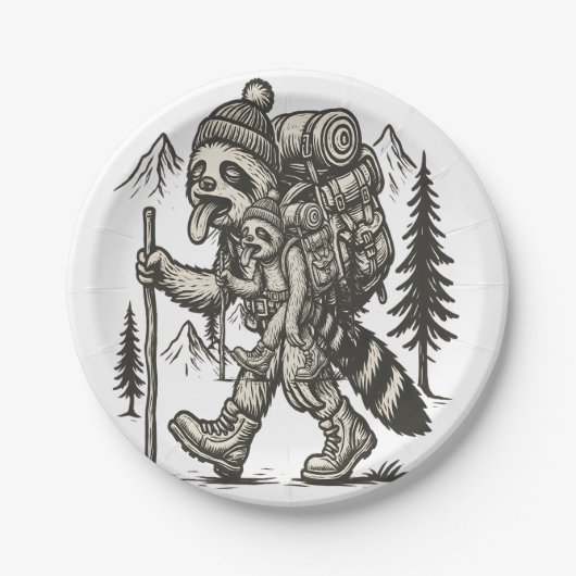 Sloth Tired Sloth Wandern Pappteller (Vorderseite)