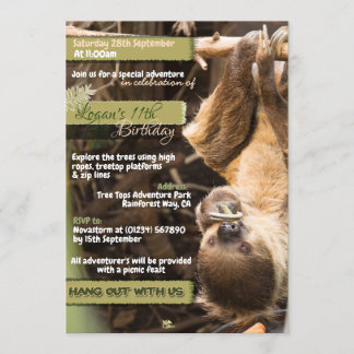 Sloth Tree Tops Adventure Einladungen