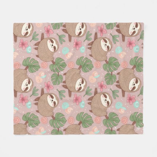 Sloth Tropical Dream Fleecedecke (Vorderseite (Horizontal))
