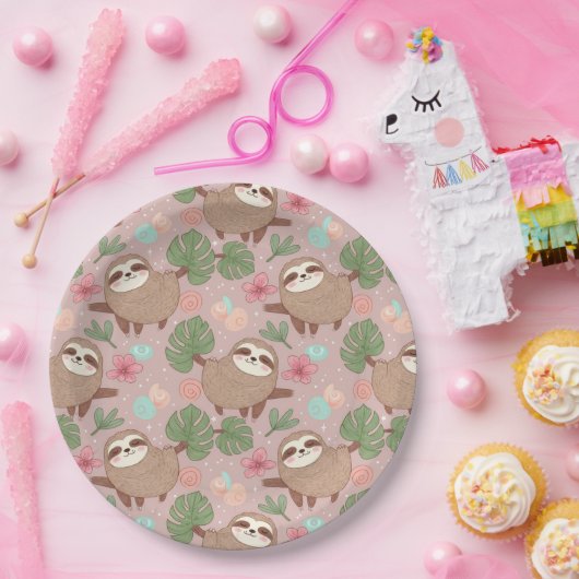 Sloth Tropical Dream Pappteller (Party)