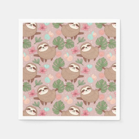 Sloth Tropical Dream Serviette (Vorderseite)