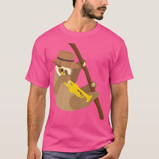 Sloth Trumpet Player - Trumpeter Jazz Music Lover T-Shirt (Vorderseite)