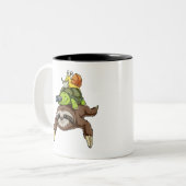 Sloth Turtle Snail Shirt Piggyback Running Riding Zweifarbige Tasse (Vorderseite Links)
