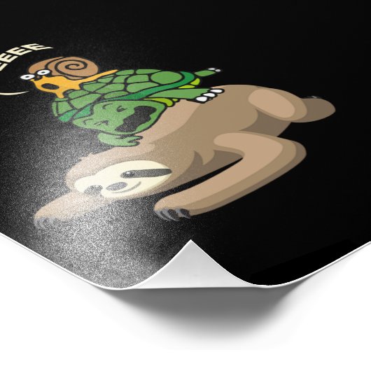 Sloth Turtle Snail Sloth Wheel Funny Fotodruck (Ecke)
