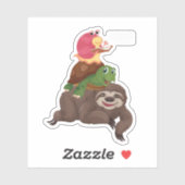 Sloth Turtle Snail Team Piggyback Slow Graphic Aufkleber (Blatt)