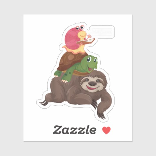 Sloth Turtle Snail Team Piggyback Slow Graphic Aufkleber (Blatt)