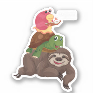 Sloth Turtle Snail Team Piggyback Slow Graphic Aufkleber