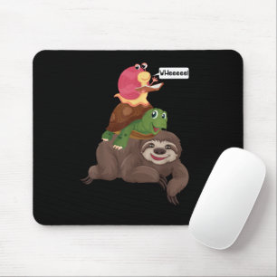 Sloth Turtle Snail Team Piggyback Slow Graphic Mousepad