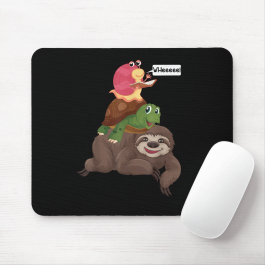 Sloth Turtle Snail Team Piggyback Slow Graphic Mousepad (Mit Mouse)