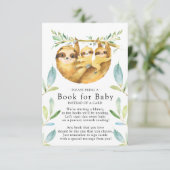 Sloth Twins Baby Shower Book for Baby Card Begleitkarte (Stehend Vorderseite)