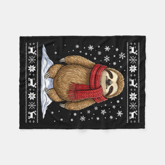 Sloth Ugly Christmas Fleecedecke (Vorderseite (Horizontal))