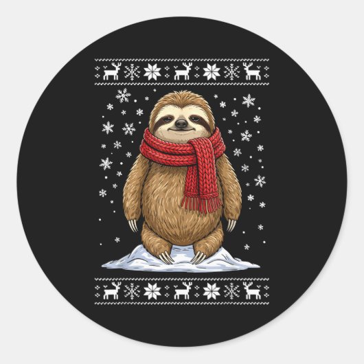Sloth Ugly Christmas Runder Aufkleber (Vorderseite)