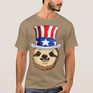 Sloth Uncle Sam 4. Juli für Men Women Boys Gir T-Shirt