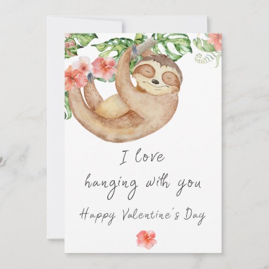 Sloth Valentin Day Grußkarte Feiertagskarte (Vorderseite)