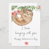 Sloth Valentin Day Grußkarte Feiertagskarte (Vorne/Hinten)