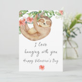 Sloth Valentin Day Grußkarte Feiertagskarte (Stehend Vorderseite)
