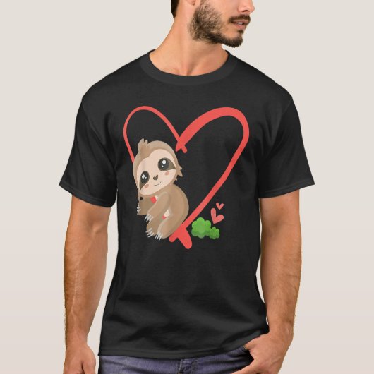 Sloth Valentine Heart Valentines Day Sloth T-Shirt (Vorderseite)