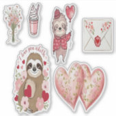 Sloth Valentine Set Stickers Aufkleber (Vorderseite)