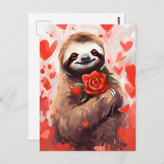 Sloth Valentinstag Postkarte (Vorne/Hinten)